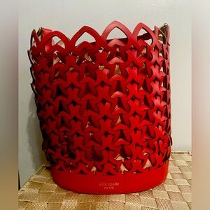 red Kate spade bucket bag